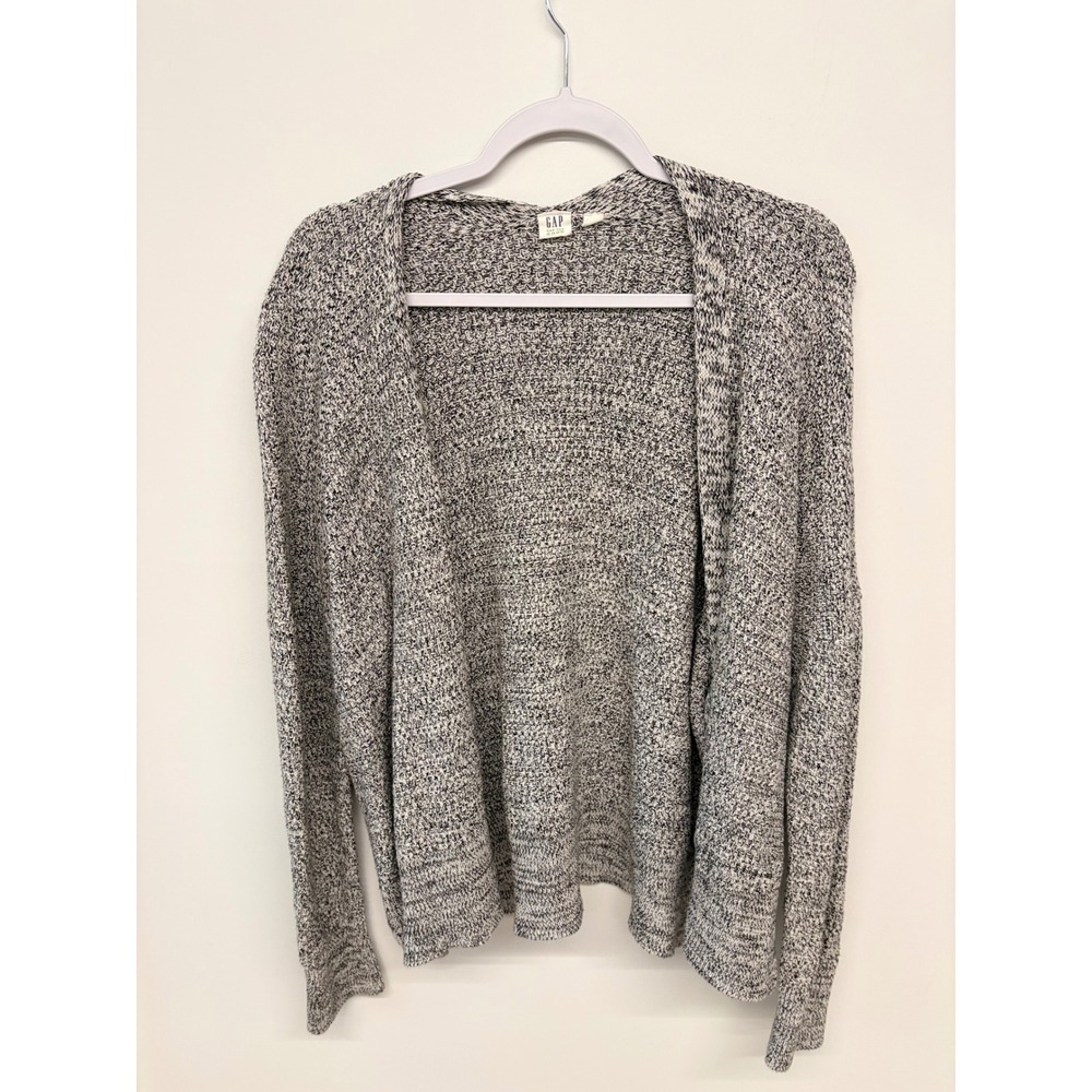 Grannycore Minimalist Marled Knit Cardigan Open Cotton Gap Women L Gray Cozy